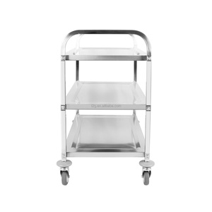 Stainless Steel 3 Tier Commercial Catering <b>Trolley</b> <b>with</b> <b>Wheels</b> for Hotel <b>Kitchen</b> Use - Product Image 3