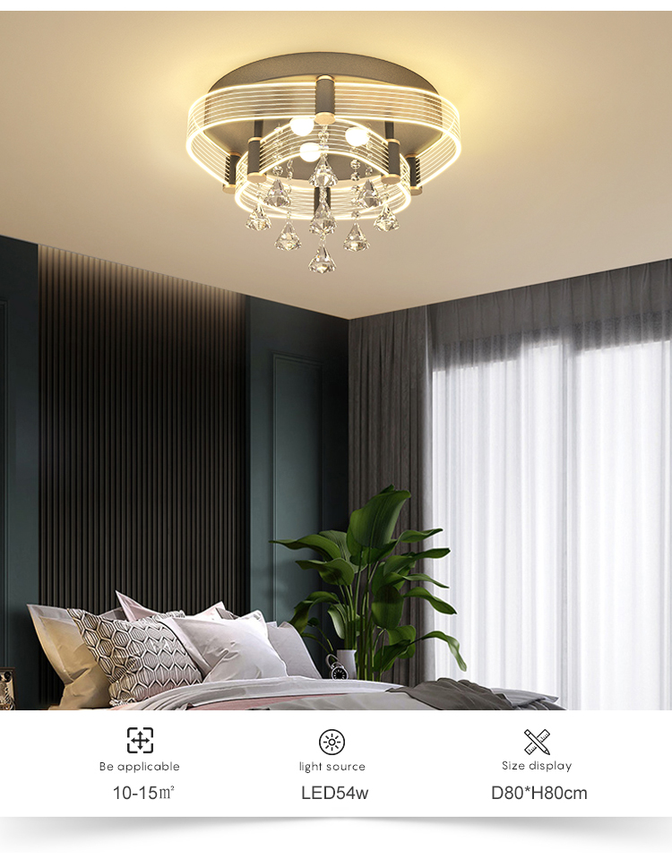 New Product Indoor Decoration Luxury K9 Crystal Bedroom Living Room Modern LED Ceiling Lamp