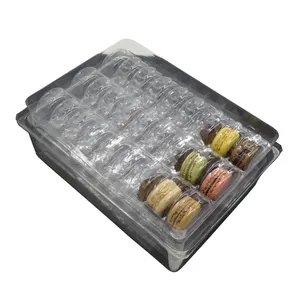 Custom made coperchio trasparente macaron contenitore di regalo con il PET vassoio della bolla vacform 48 pezzi