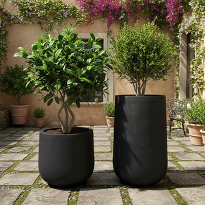Pot de fleurs en fibre de <span class=keywords><strong>verre</strong></span> simple de style européen, écologique, biodégradable, rond, pour l'extérieur/l'intérieur, pour jardin, hôtel, centre commercial - Product Image 1