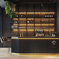 Comptoir de bar moderne en bois massif noir pour bar à domicile, salon, hôtel et restaurant - Facile à nettoyer et écologique