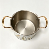 Ensemble de batterie de cuisine en acier inoxydable à induction avec poignée couleur or rose, finition peinture pulvérisée, pour marmites à soupe, vente en gros OEM