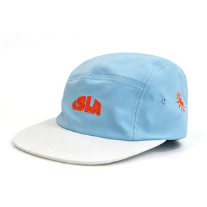 Casquette de camping à 5 panneaux bicolore avec logo brodé en relief 3D personnalisé, en nylon léger, pour le camping et les sports de plein air, à visière plate - Product Image 4