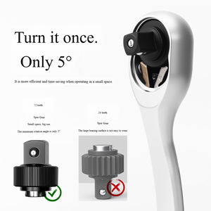 Llave de trinquete de 1/2, 3/8 y 1/4 pulgadas, de acero CR-V, con mango ergonómico y 72 dientes, llave dinamométrica de alta potencia - Product Image 6