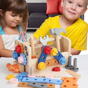 STEM Toddler Birthday Gift Pretend Construction <b>Bench</b> Wooden Montessori Toys <b>Kids</b> <b>Tool</b> Set - Product Image 1