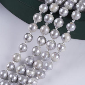 Perles rondes Edison 18cm8-10mm Perles d'eau douce naturelles blanches brillantes Huileuse Accessoires de bracelet DIY en gros - Product Image 4