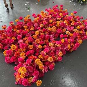 HI-FR002 haute qualité soie rouge Rose fleurs coureur en gros Floral allée décor pour mariage rangée décoration mariage artificiel - Product Image 3