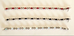 Pulsera de tenis de Plata de Ley 925, piedras preciosas de ópalo natural rojo genuino de moda con regalo de fiesta de boda de platino para damas - Product Image 4