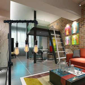 Portable Corded Pendant Light 3 Head <b>E26</b> LED Black Switch Control For Cafe Restaurant - Product Image 3