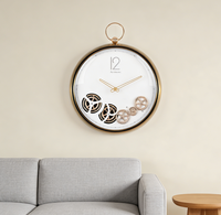 Jam Dinding Mewah Gaya Modern Light Luxury dengan Roda Gigi, Dekorasi Jam Dinding untuk Rumah, Jam Dinding Desainer