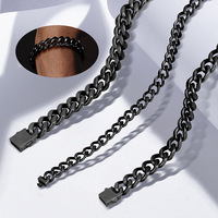 Bracelet pour homme en acier inoxydable, chaîne cubaine, maillons épais, bracelet noir, bijoux