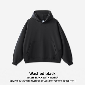 Herren 420G Schwergewicht 100% Baumwolle Terry Hooded Sweatshirt Loose Fit Rolled Edge <span class=keywords><strong>Patchwork</strong></span> gewaschen Solid <span class=keywords><strong>American</strong></span> Style - Product Image 4