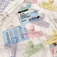 Clips de reliure en acrylique transparent couleur bonbon, clips à longue queue et clips à nœud pour l'école, le bureau et le rangement de cuisine