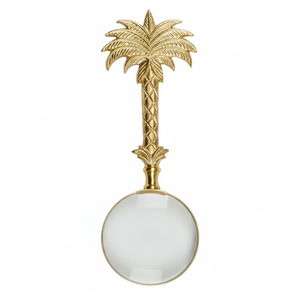 Loupe à poignée en laiton au design palmier tropical, accessoire de bureau élégant pour un thème côtier, à prix de gros. - Product Image 1
