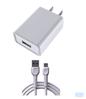 Adaptateur mural USB B1M Best Seller 5V 2.4A à charge rapide Type-C 12W avec câble micro de voyage et prise US pour appareils photo et écouteurs Hotriple