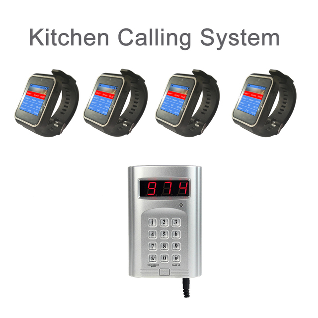 Cafe Kitchen Calling Keypad Waiter Vibrating Wristwatch Beeper Table Call Button Wireless Call Pager Waiter Call Pager Receiver