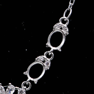 Collier semi-monté en argent <span class=keywords><strong>sterling</strong></span> 4*5 + 5*7mm Support vide de griffes vierges S925 Base sans pierre centrale pour incrustation de bricolage - Product Image 4