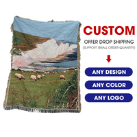 Couverture en polyester jacquard personnalisée Tapisserie tissée de style simple avec dessin animé et motif animal