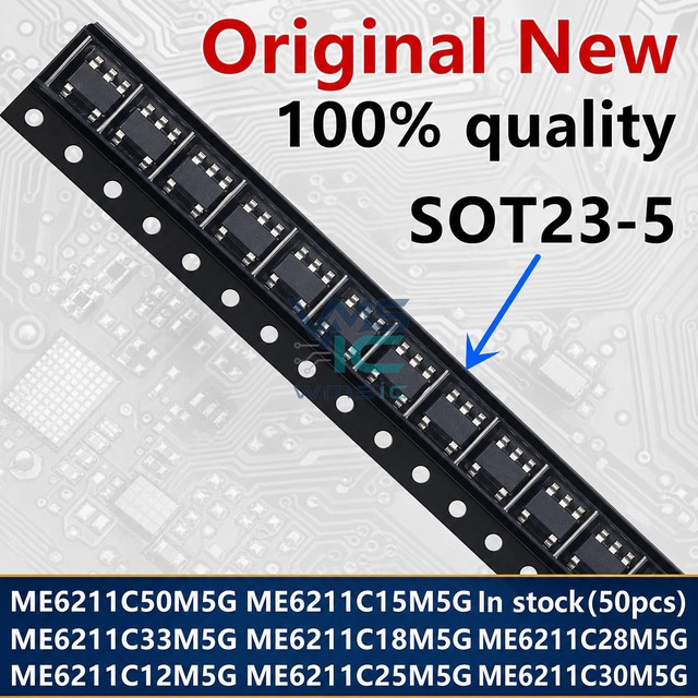 50 Pieces Electronic Integrated Circuit Component for ME6211C50M5G ME6211C28M5G ME6211C25M5G ME6211C18M5G ME6211C15M5G SOT23-5