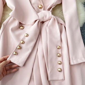 Abito Blazer <span class=keywords><strong>Casual</strong></span> da Donna All'ingrosso Nuovo Arrivo Primavera Autunno alla Moda con Scollo a V Maniche Lunghe e Pieghe - Product Image 5