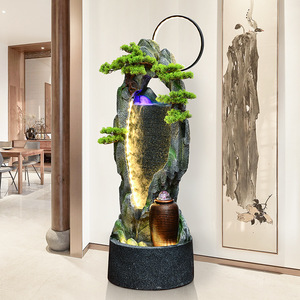 Chinese Style Floor Standing Water Fountain Resin Rockery Landscape Decor With Led Light For Living Room Office <b>Humidifier</b> - Product Image 2