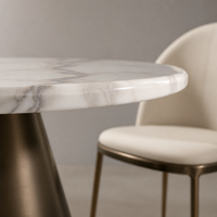 Prix de la table à manger en marbre blanc Picasso |   Table ronde moderne de luxe en pierre naturelle avec plateau tournant pour hôtel, villa, restaurant