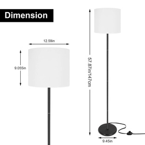 Lámpara de Pie Minimalista con Pantalla Cilíndrica Blanca, Base Metálica, LED E26, Luz Blanca Cálida 3500K, Altura Ajustable, Regulable, CRI 90 - Product Image 3
