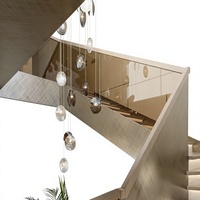 Escalier Duplex Personnalisé à Double Hauteur pour Villa, Salon, Salle à Manger, Appartement – Lustre Moderne Simple en Acier Inoxydable et Verre