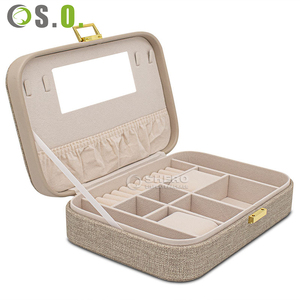 Boîte de rangement portable sur mesure en toile de chanvre pour bijoux, style luxe léger, pour boucles d'oreilles et colliers, organisateur de bijoux en lin - Product Image 2