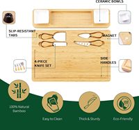 Ensemble de planches à découper pour aliments cuisinés, plateau à fromage et ensemble de couteaux, avec 2 bols en céramique, bambou - un cadeau unique pour mariage et anniversaire