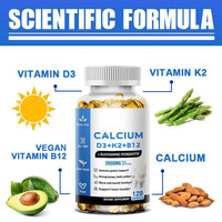 Capsules de multivitamines OEM Calcium D3+K2+B12 en gélules molles pour adolescents et adultes, favorisant la santé des os, des muscles et des nerfs, végétaliennes