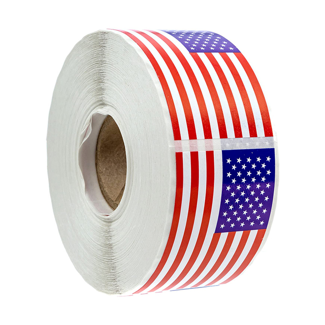 Customized Printing Rectangular American Flag Shaped Sticker Patriotic USA Flag Stickers Roll