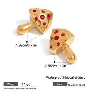 ต่างหูแบบติดหูรูปเห็ดประดับเพชรซิร์คอน ดีไซน์สวยเก๋ ไม่ก่อให้เกิดอาการแพ้ ผลิตจากสแตนเลสสตีล 316L ชุบทอง 14k 18k สำหรับผู้หญิง - Product Image 6