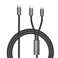 Câble de données USB-C vers USB-C 2 en 1, 5A, charge rapide PD 60W, en nylon, avec conducteur en cuivre pur, pour ordinateurs, téléphones et appareils iOS