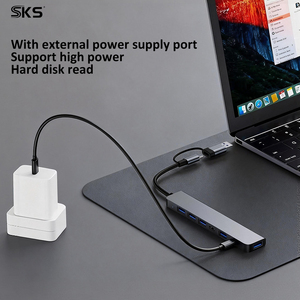 Hub <span class=keywords><strong>USB</strong></span> portable 7 en 1, <span class=keywords><strong>4</strong></span> ports <span class=keywords><strong>USB</strong></span> 2.0, double connecteur <span class=keywords><strong>USB</strong></span> A vers Type-C PD - Charge rapide, compatible avec les imprimantes iOS - Product Image 4