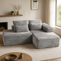 Ensemble de canapé modulaire en velours en forme de L avec coussins, design moderne pour hôtel, villa, salon, appartement, aucun assemblage requis