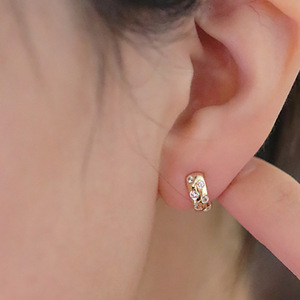 Minimalist Women Hoop Ear <b>Cuff</b> with Sparkling Stone Detail for Daily Wear Jewelry - Product Image 3