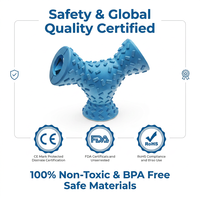 Juguete Masticable para Perros Agresivos, Dispensador de Tridentes de Goma Resistente, Ecológico, Libre de BPA, Duradero, para Limpieza de Dientes
