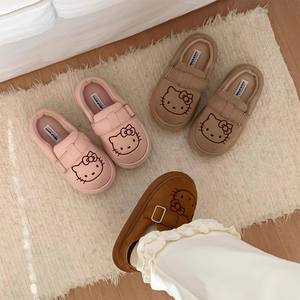 XIXITIAO Bottes d'hiver en fourrure style célébrité Kitty Cat Birken-stock pour femmes, chaussures chaudes d'extérieur à enfiler pour femmes - Product Image 6