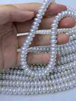 Perles d'eau douce naturelles lâches Edwin, forme bouton, blanches, 7-8mm, qualité AAAAA, double et croisées, pour la fabrication de bijoux