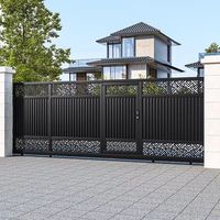 Puerta China Retráctil Anticolisión de Aleación de Aluminio para Patio de Villa, de Doble Apertura, Plegable Múltiple, Automática y sin Rieles
