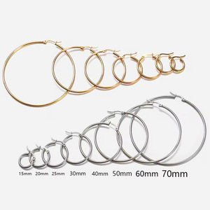 Pendientes de aro de acero inoxidable con diseño geométrico de círculo grande, joyería de moda para mujer - Product Image 5