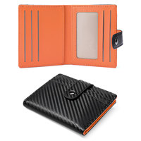 Portefeuille court pour femme en fibre de carbone, best-seller, RFID, simple, à deux volets, en cuir PU, porte-monnaie portable, porte-cartes à pression