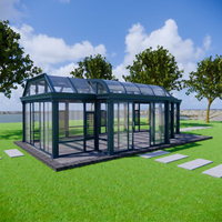 Véranda en aluminium et verre sur mesure certifiée CE |   Salle en verre extérieure polygonale écologique à énergie solaire, double vitrage trempé, pour hôtel