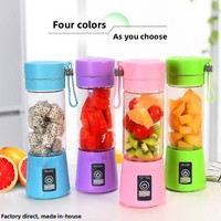 Gobelet à jus rechargeable par USB portable, 6 lames, 400 ml, PP de qualité alimentaire pour la préparation de jus de fruits et légumes à domicile