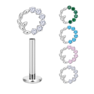 Pendientes de titanio ASTM F136 de alta calidad con diseño de hojas de arce y circonitas, redondos, para la parte superior del lóbulo, joyería corporal para mujer - Product Image 4