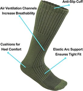 Wholesale Khaki Winter Jungle Anti Fungal Sport Thick Cushion Cotton Crew Men <strong>Boot</strong> Army Green <strong>Socks</strong> - Product Image 2