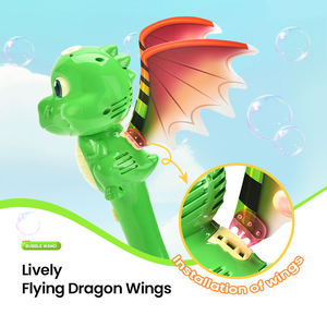 Machine à bulles d'été pour l'extérieur, baguette à bulles en forme de dragon volant orange et vert avec lumière et musique pour les fêtes à la plage et au parc - Product Image 5