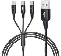 Câble de charge rapide et de transfert de données 3 en 1 en nylon tressé de 1 m ou personnalisé, type C, pour iPhone, pour téléphone Samsung, vente chaude