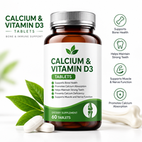 Comprimés de Carbonate de Calcium + Vitamine D3 |   Complément de calcium |   Marque privée OEM ODM |   60 comprimés